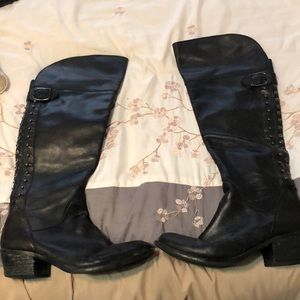 Black Leather OTK Boot